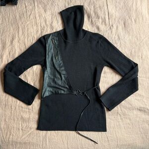 Turtleneck Sweater with Leather Details